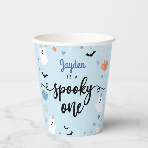 Spooky One Cute Ghost Halloween 1st Birthday Paper Cups