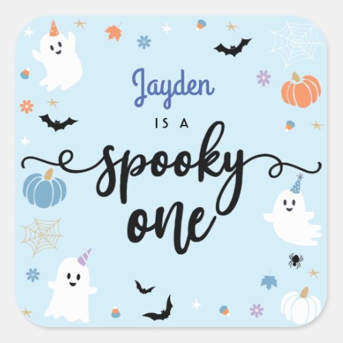 Spooky One Cute Ghost Halloween 1st Birthday Square Sticker