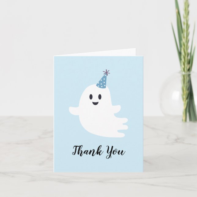 Spooky One Cute Ghost Halloween 1st Birthday Thank You Card (Front)