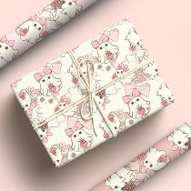 Spooky One Cute Ghost with Pink Bows Wrapping Paper Sheets