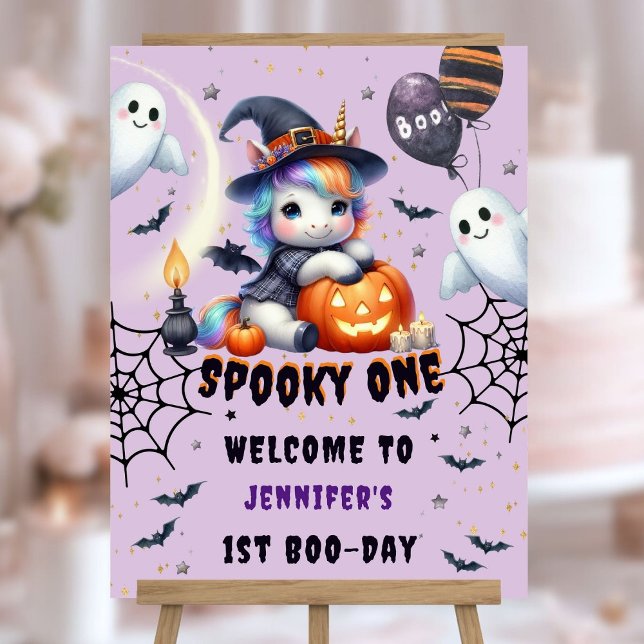 Spooky ONE Cute Girl Purple Halloween 1st Birthday Foam Board (Creator Uploaded)