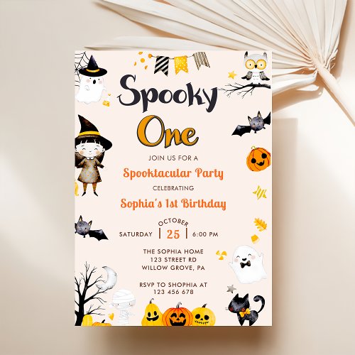 Spooky One Cute Halloween 1st Birthday Invitation