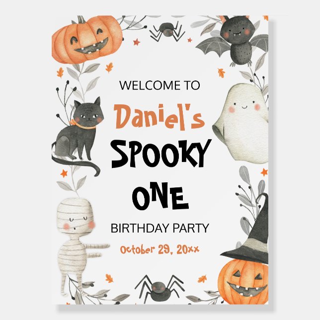 Spooky One Cute Halloween 1st Birthday Welcome Foam Board (Front)