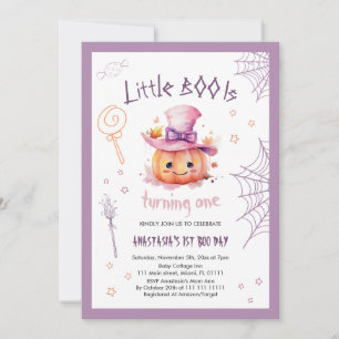 Spooky One Cute Halloween Baby Girl 1st Birthday Invitation