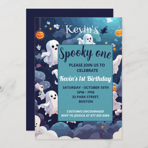 Spooky one cute Halloween Birthday Invitation
