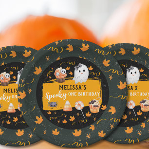 Spooky One Cute Halloween Birthday Paper Plates