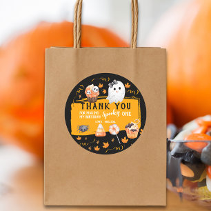 Spooky One Cute Halloween Birthday Thank You Classic Round Sticker