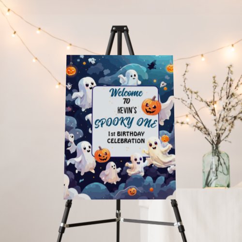 Spooky one cute Halloween Birthday Welcome sign