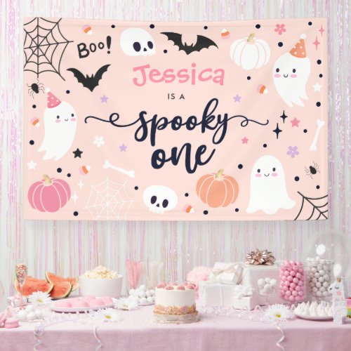 Spooky One Cute Halloween Ghost 1st Birthday Banner