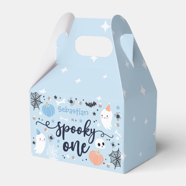 Spooky One Cute Halloween Ghost 1st Birthday Decor Favor Boxes (Front Side)