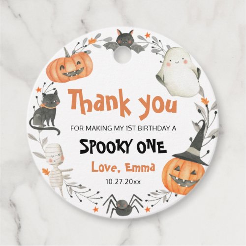 Spooky One Cute Halloween Ghost 1st Birthday Decor Favor Tags