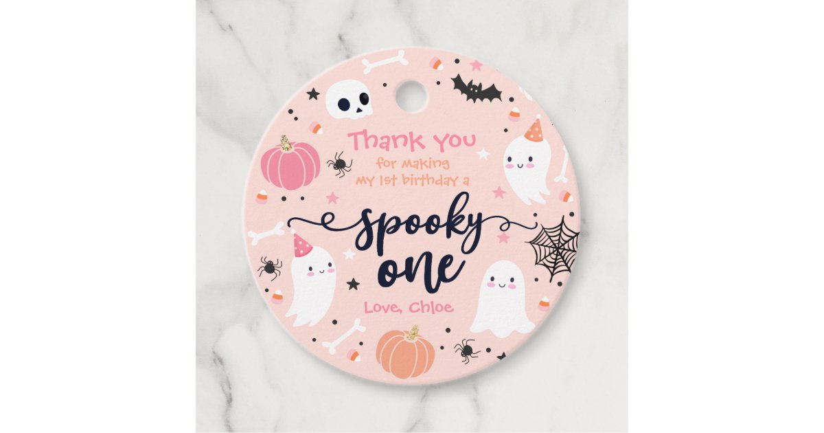 Spooky One Cute Halloween Ghost 1st Birthday Decor Favor Tags | Zazzle