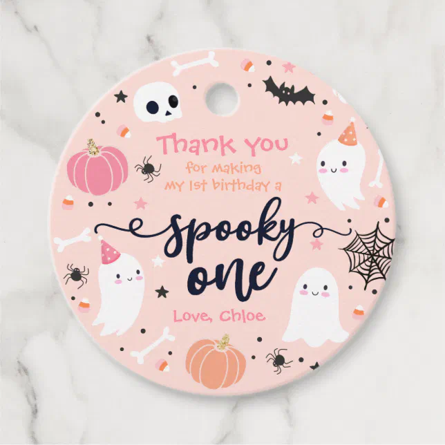Spooky One Cute Halloween Ghost 1st Birthday Decor Favor Tags | Zazzle