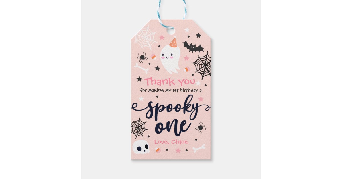 Spooky One Cute Halloween Ghost 1st Birthday Decor Gift Tags | Zazzle