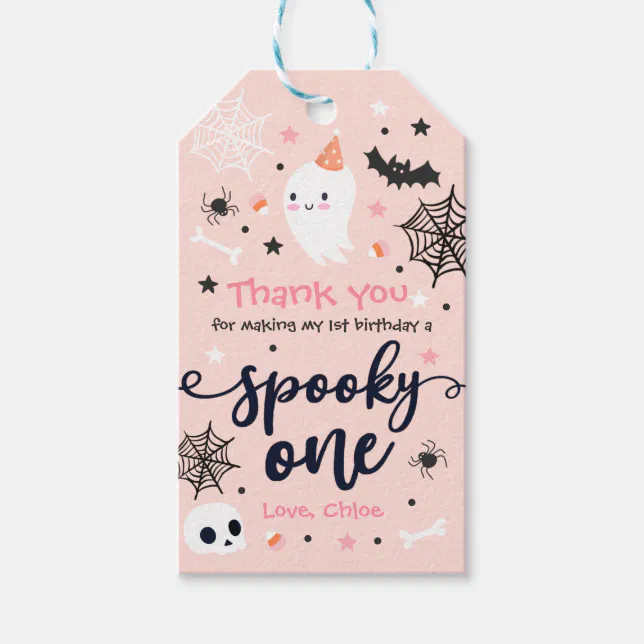 Spooky One Cute Halloween Ghost 1st Birthday Decor Gift Tags | Zazzle