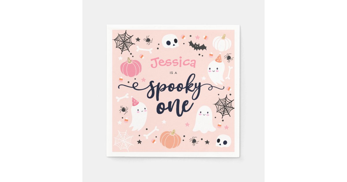 Spooky One Cute Halloween Ghost 1st Birthday Decor Napkins | Zazzle