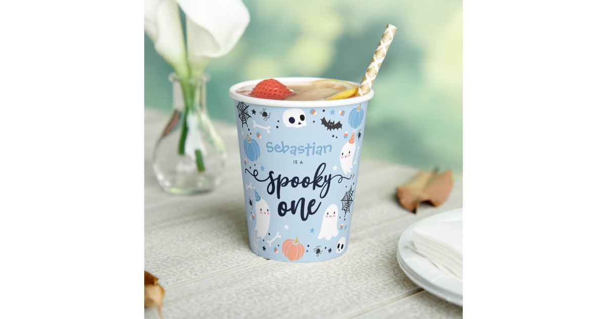 Spooky One Cute Halloween Ghost 1st Birthday Decor Paper Cups | Zazzle