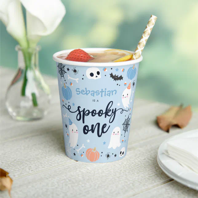 Spooky One Cute Halloween Ghost 1st Birthday Decor Paper Cups | Zazzle