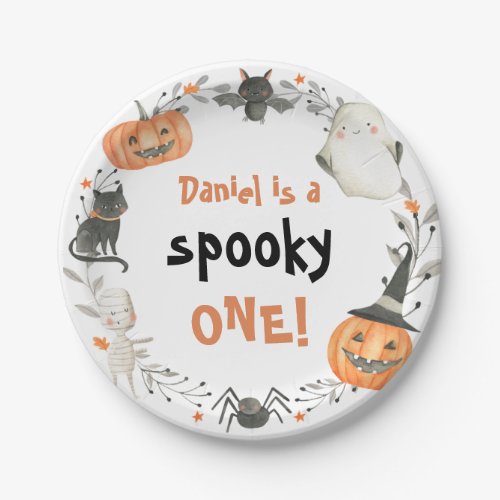 Spooky One Cute Halloween Ghost 1st Birthday Decor Paper Plates