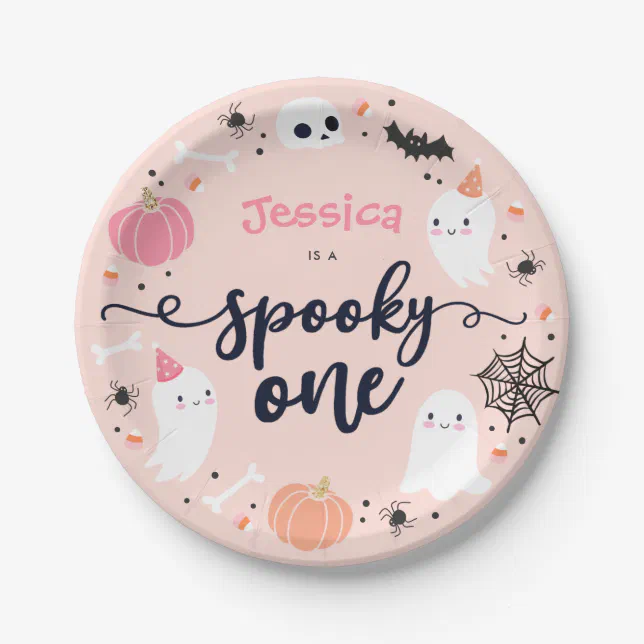 Spooky One Cute Halloween Ghost 1st Birthday Decor Paper Plates | Zazzle