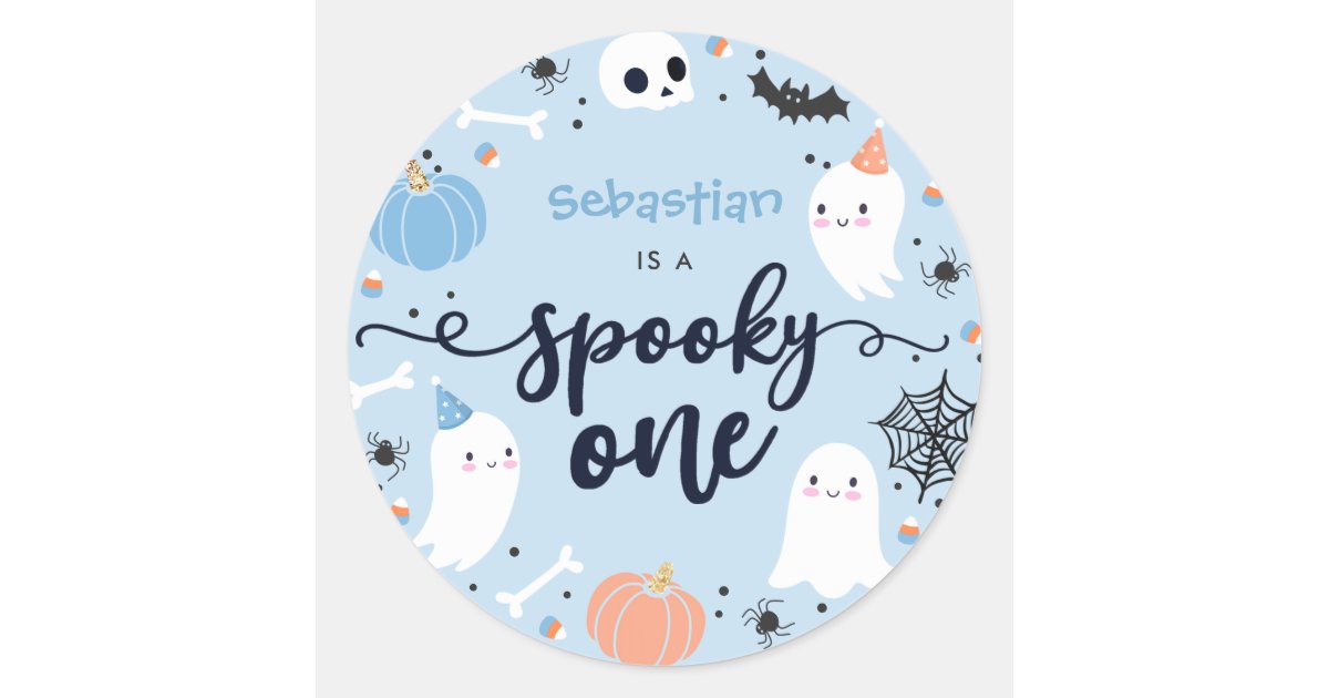 Spooky One Cute Halloween Ghost 1st Birthday Favor Classic Round ...