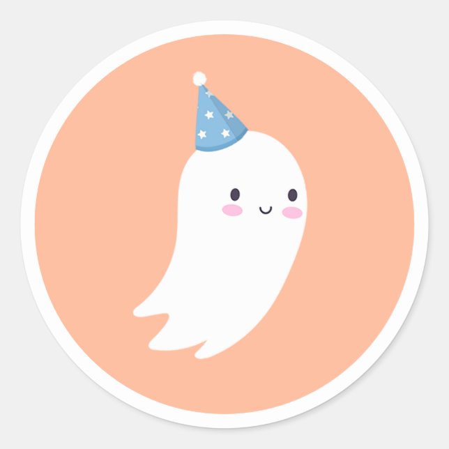 Spooky One Cute Halloween Ghost 1st Birthday Favor Classic Round Sticker (Front)