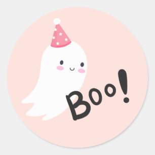 Spooky One Cute Halloween Ghost 1st Birthday Favor Classic Round Sticker
