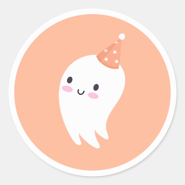 Spooky One Cute Halloween Ghost 1st Birthday Favor Classic Round Sticker (Front)