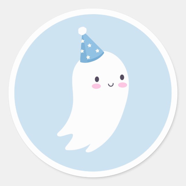 Spooky One Cute Halloween Ghost 1st Birthday Favor Classic Round Sticker (Front)