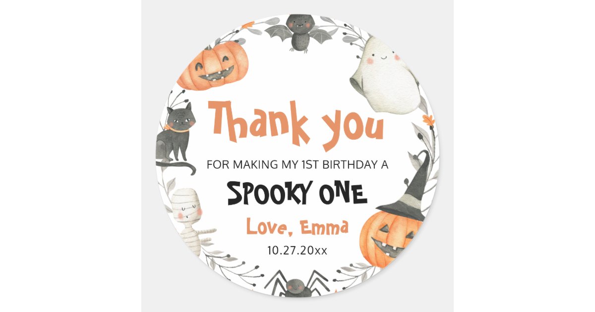 Spooky One Cute Halloween Ghost 1st Birthday Favor Classic Round ...