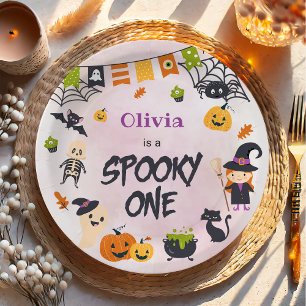 Spooky One Cute Halloween Ghost 1st Birthday Paper Plates