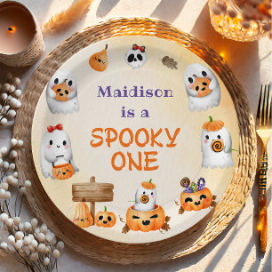 Spooky One Cute Halloween Ghost 1st Birthday Paper Plates