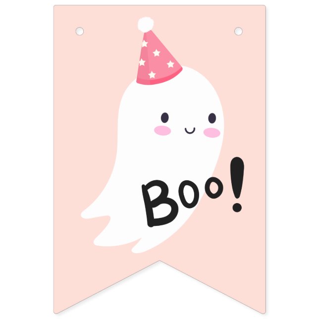 Spooky One Cute Halloween Ghost 1st Birthday Party Bunting Flags (First Flag)