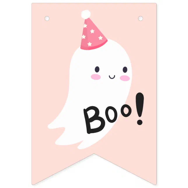 Spooky One Cute Halloween Ghost 1st Birthday Party Bunting Flags | Zazzle