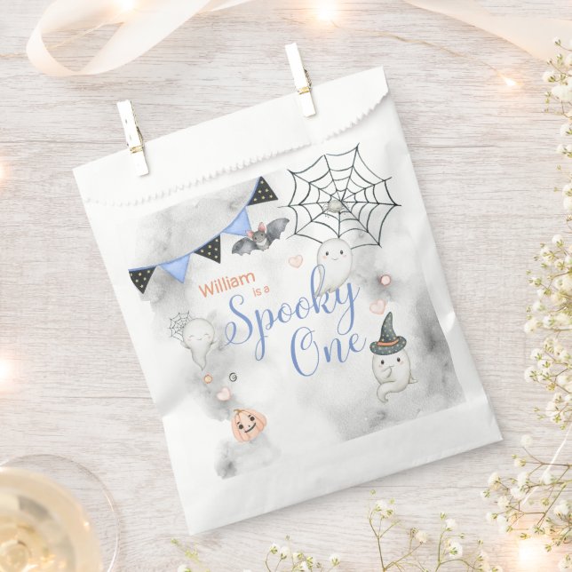 Spooky One Cute Halloween Ghost 1st Birthday Party Favor Bag (Clipped)