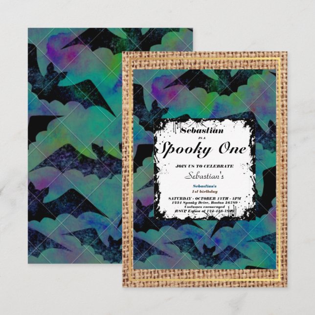 Spooky One Cute Halloween Ghost 1st Birthday Party Invitation (Front/Back)