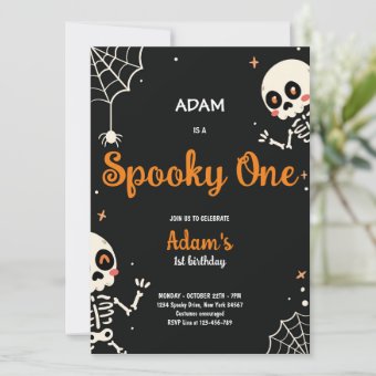 Spooky One Cute Halloween Ghost 1st Birthday Party Invitation | Zazzle