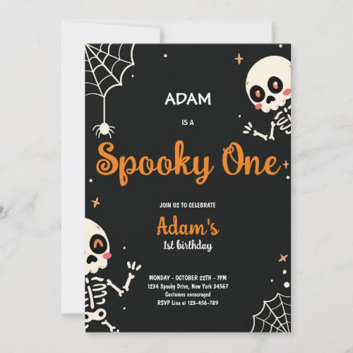 Spooky One Cute Halloween Ghost 1st Birthday Party Invitation