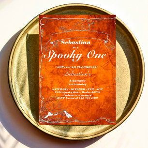 Spooky One Cute Halloween Ghost 1st Birthday Party Invitation