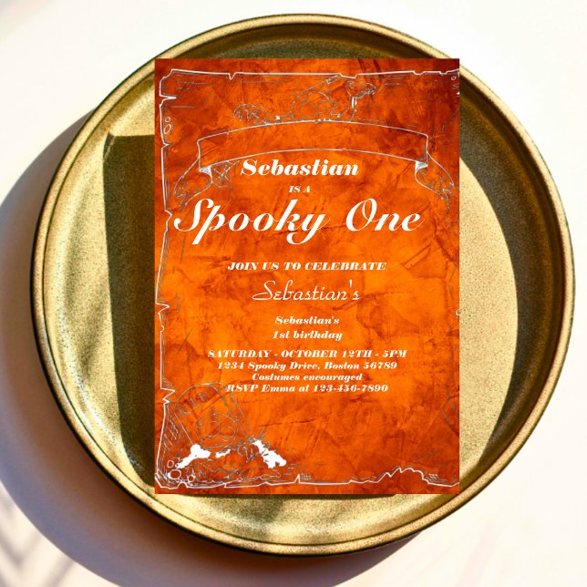 Spooky One Cute Halloween Ghost 1st Birthday Party Invitation (Creator Uploaded)