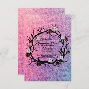 Spooky One Cute Halloween Ghost 1st Birthday Party Invitation