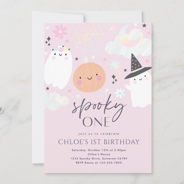 Spooky One Cute Halloween Ghost 1st Birthday Party Invitation (Front)