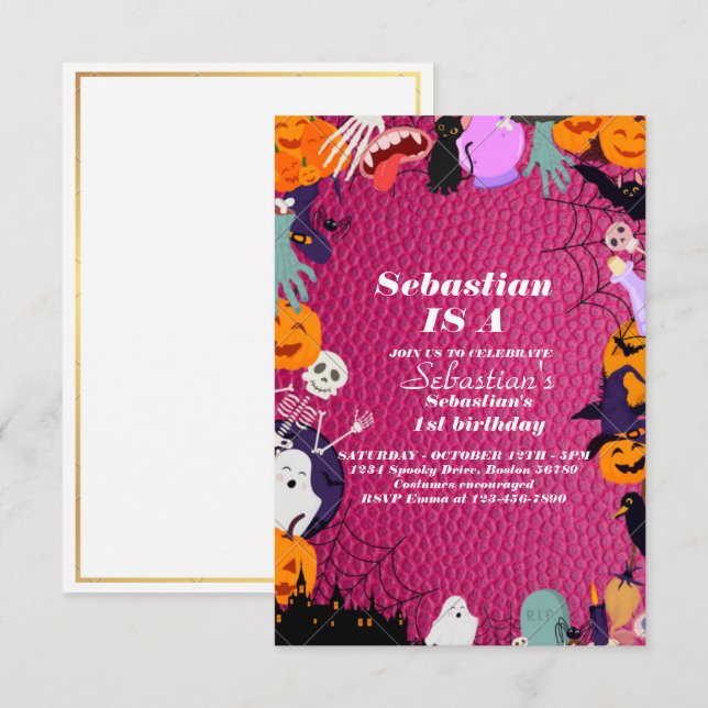 Spooky One Cute Halloween Ghost 1st Birthday Party Invitation (Front/Back)