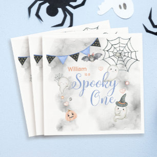Spooky One Cute Halloween Ghost 1st Birthday Party Napkins