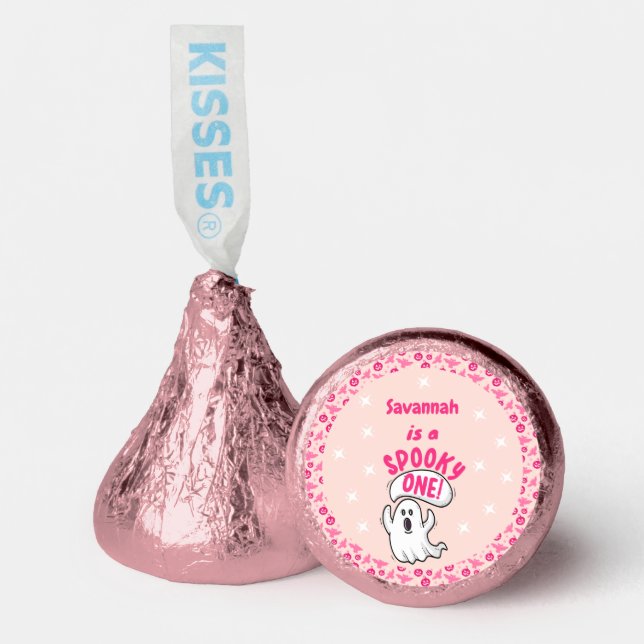 Spooky One Cute Pink Halloween Ghost 1st Birthday Hershey®'s Kisses® (Front)