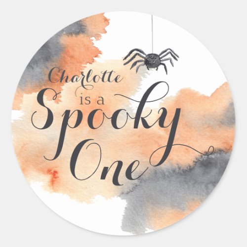 Spooky One Cute Watercolor Halloween 1st Birthday Classic Round Sticker