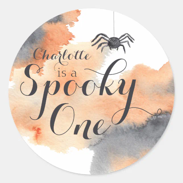 Spooky One Cute Watercolor Halloween 1st Birthday Classic Round Sticker ...