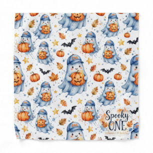 Spooky ONE Dog Bandana whitePattern - Haloween