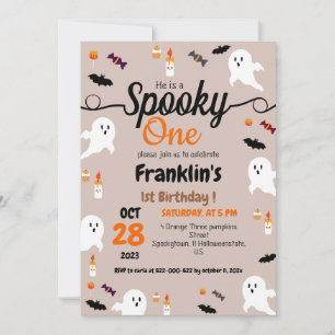 Spooky One First Birthday Ghost Halloween Personal Invitation