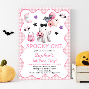 Spooky One First Birthday Girl Halloween Party Invitation